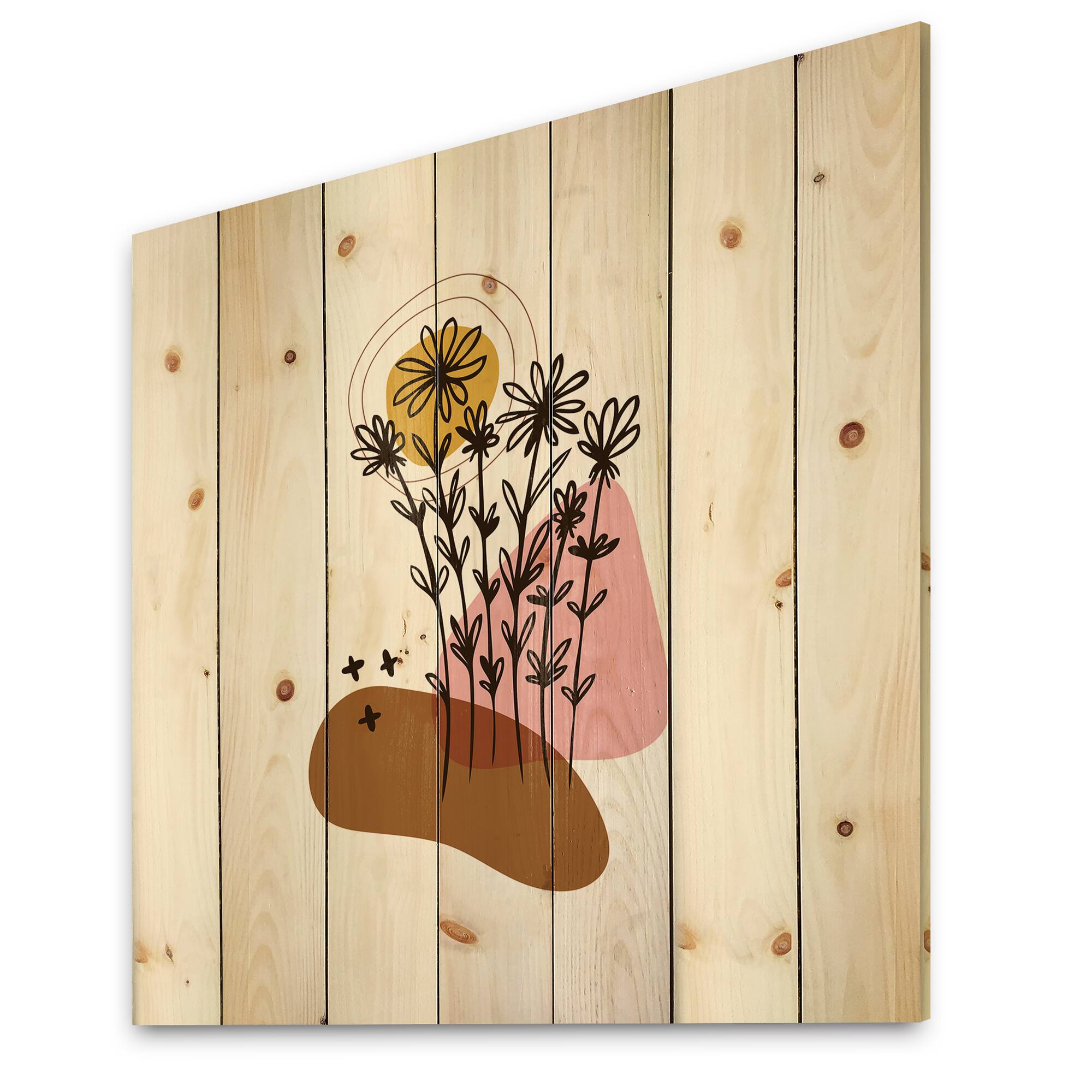 Designart - Elementary Shapes With Abstract Flowers Plants I